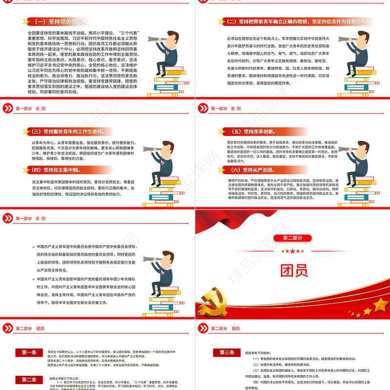 2024中国共产主义青年团章程PPT红色简洁共青团团员学习团章团课课件