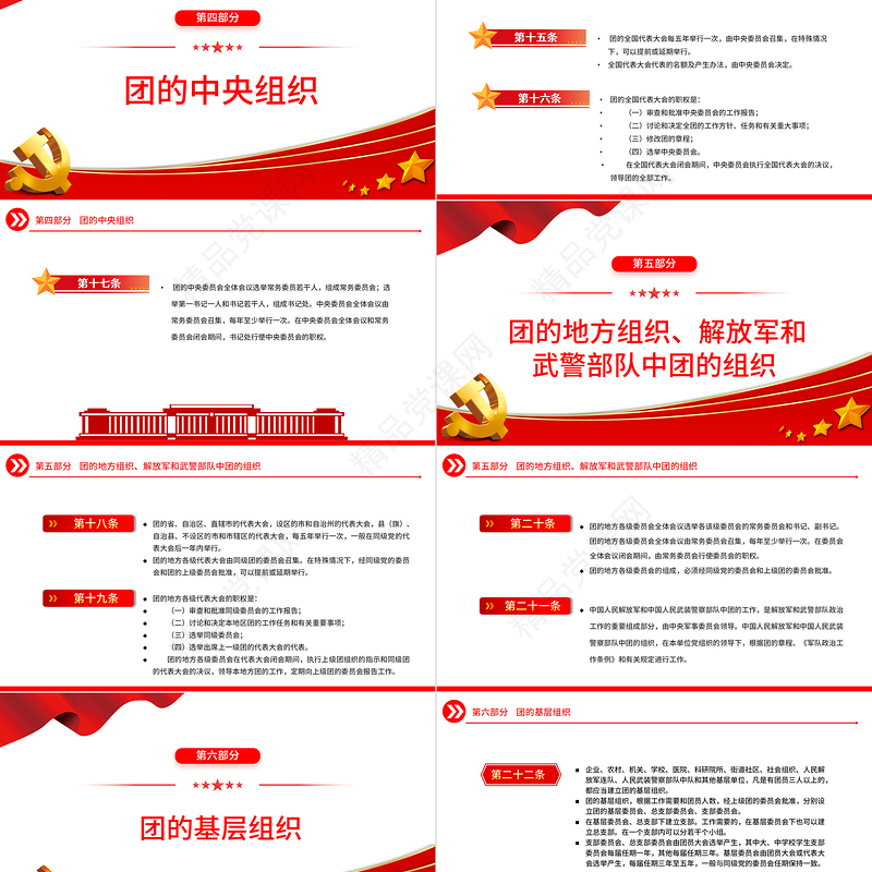 2024中国共产主义青年团章程PPT红色简洁共青团团员学习团章团课课件