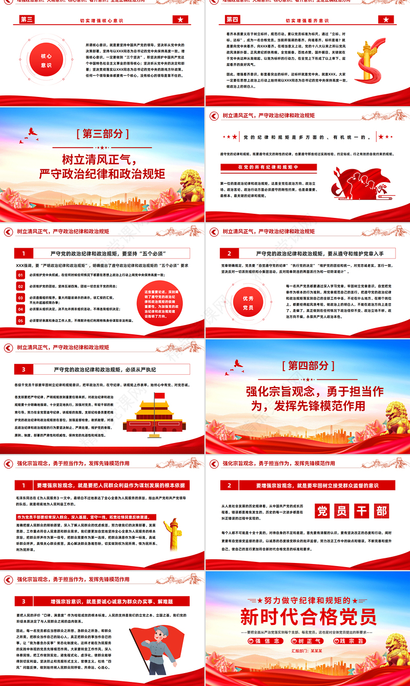 党政风2025努力做守纪律和规矩的新时代合格党员PPT党课课件