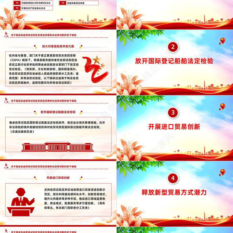 简洁实用《关于推进自由贸易试验区贸易投资便利化改革创新的若干措施》全文PPT