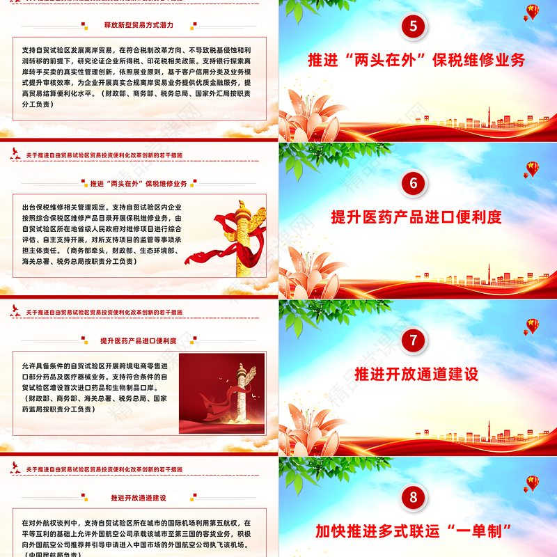简洁实用《关于推进自由贸易试验区贸易投资便利化改革创新的若干措施》全文PPT