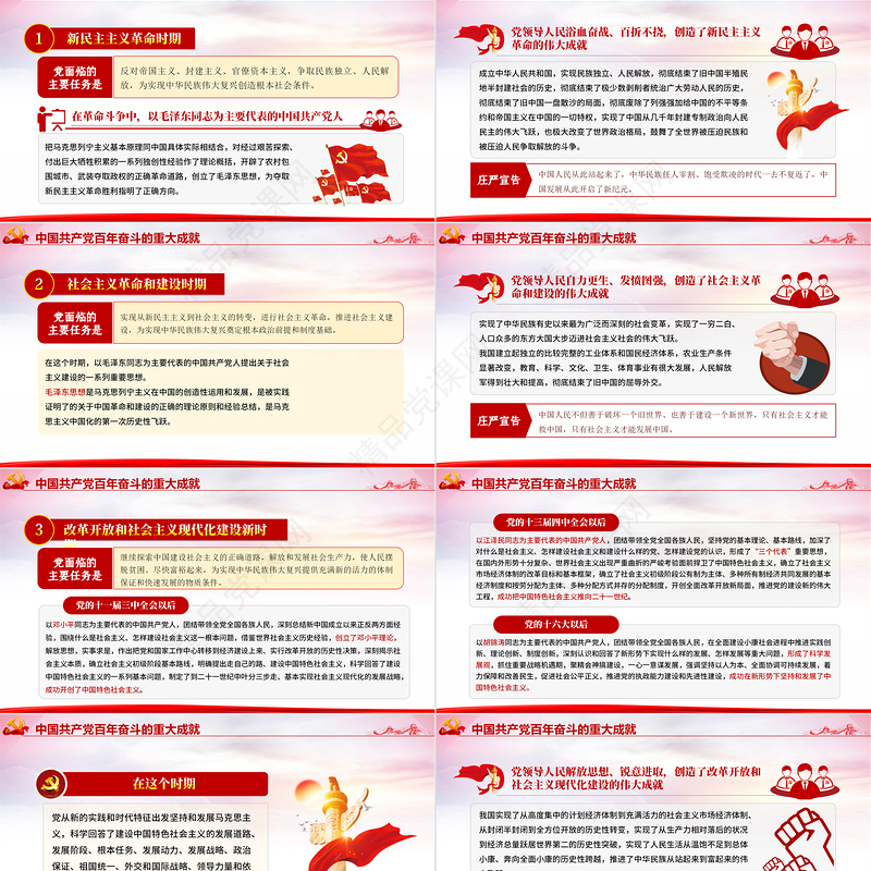 全面总结学习党的百年奋斗重大成就和历史经验PPT简约风十九届六中全会公报内容介绍党课课件