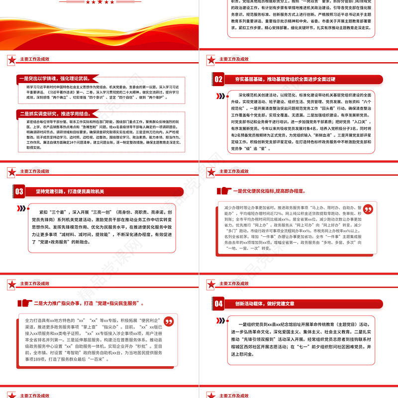 2023年市局党建工作总结及2024年工作计划PPT党课模板课件