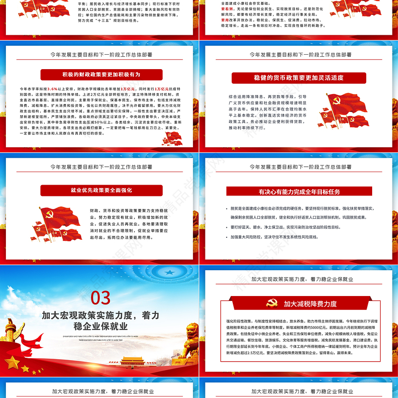 原创2020年全国两会政府工作报告学习解读党政PPT模板