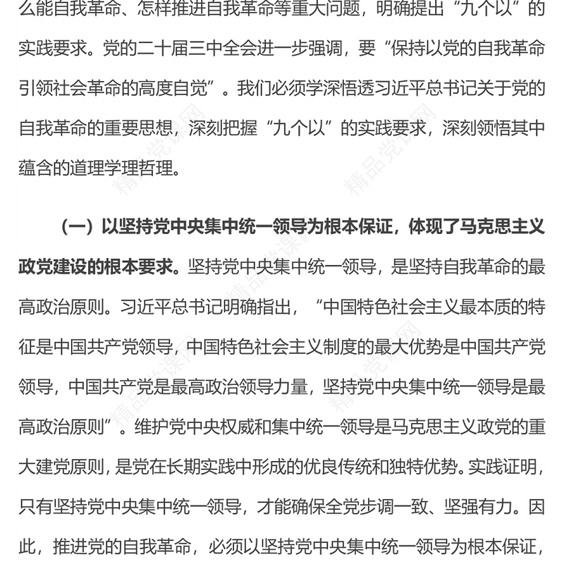 精美大气准确把握党的自我革命“九个以”的思想内涵PPT课件(讲稿)