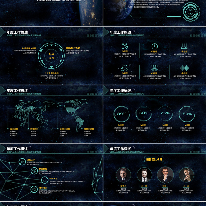 原创年度工作总结科技风星空互联网ppt模板