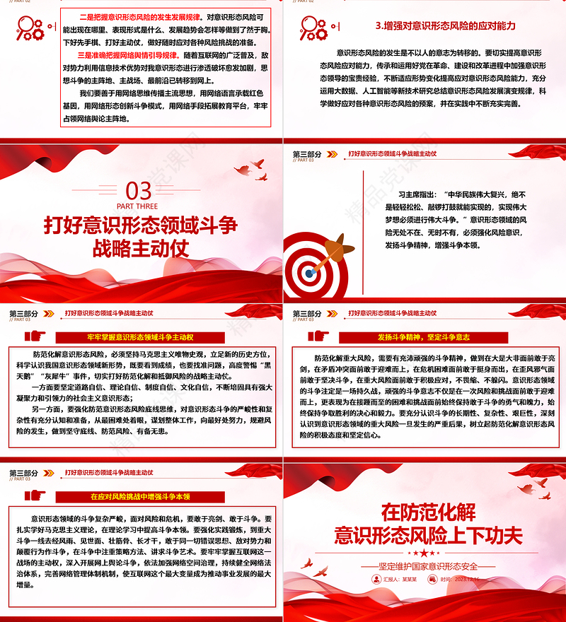 在防范化解意识形态风险阵地上增兵遣将ppt精品风坚定维护国家意识形态安全党组织党群党员专题党课课件