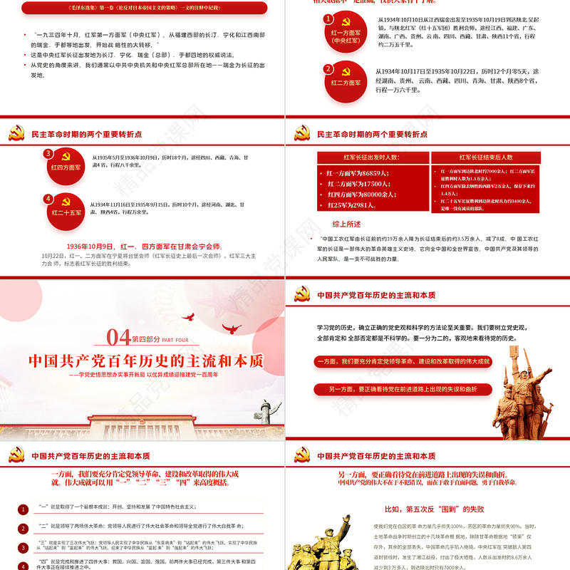 铭记奋斗历程担当历史使命PPT大气党建风中国共产党的辉煌党史党课学习教育课件模板