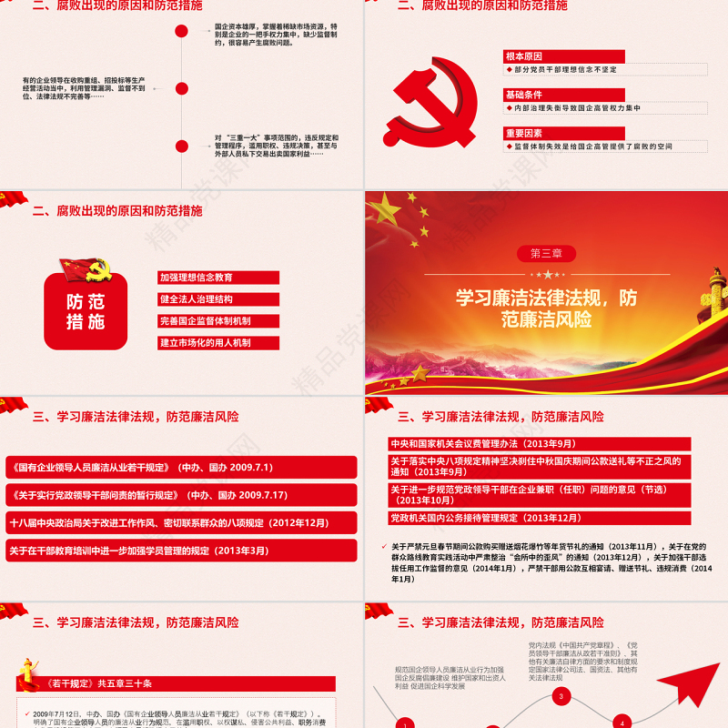 原创党政风廉政警示教育党员干部廉政从业PPT模板-版权可商用