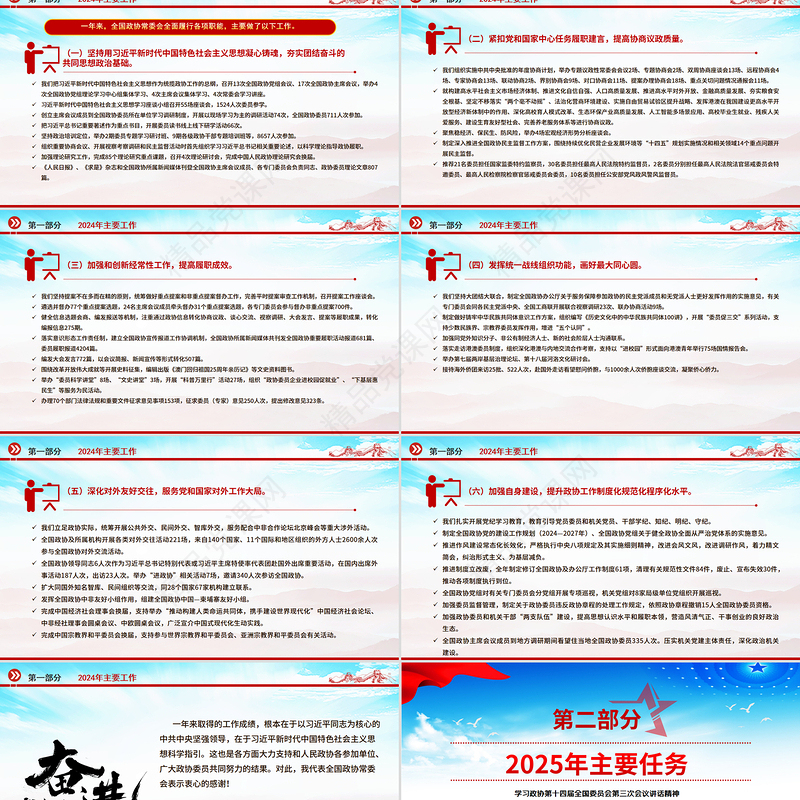 2025年全国政协工作报告PPT简洁大气两会专题课件