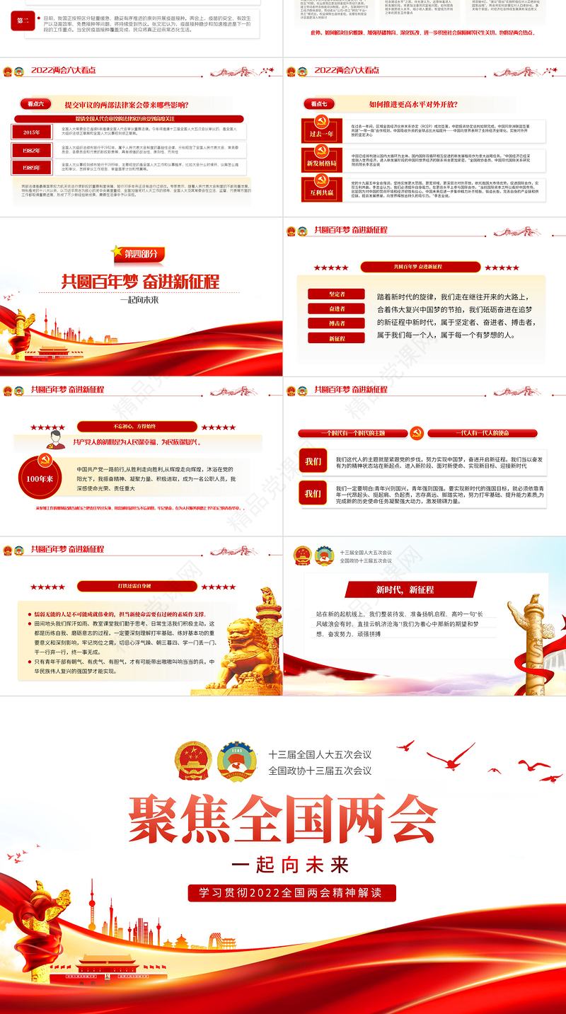 学习贯彻聚焦全国两会精神解读PPT