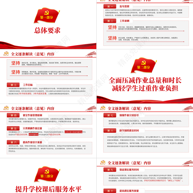 2021聚焦双减政策教育部双减培训机构学校小学教育教师政策PPT模板