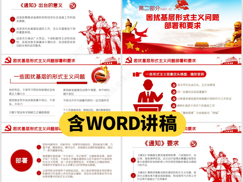 原创党建为基层减负解决形式主义突出问题PPT