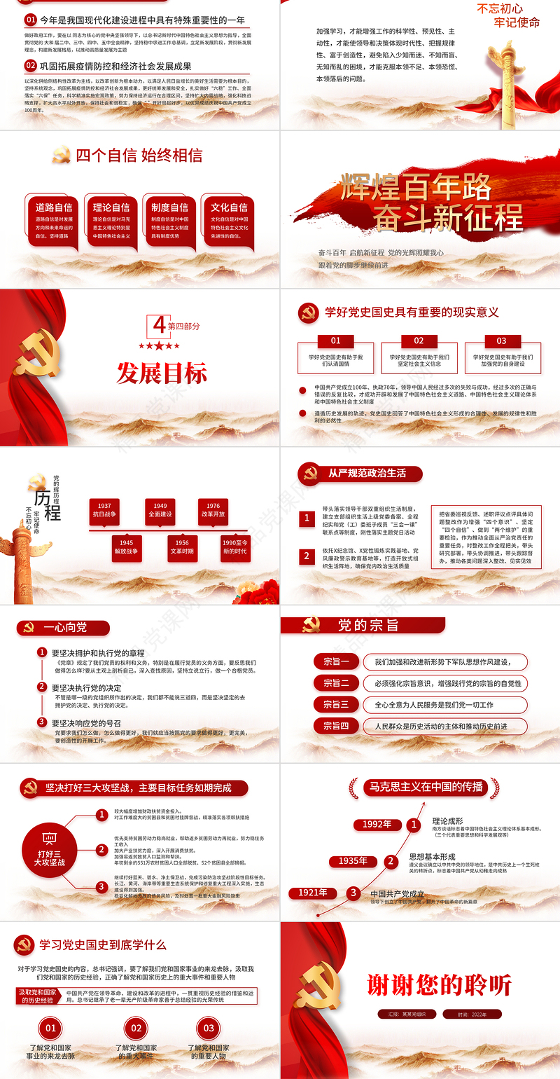 党员主题党日PPT党政风党建党支部主题党日微党课课件模板