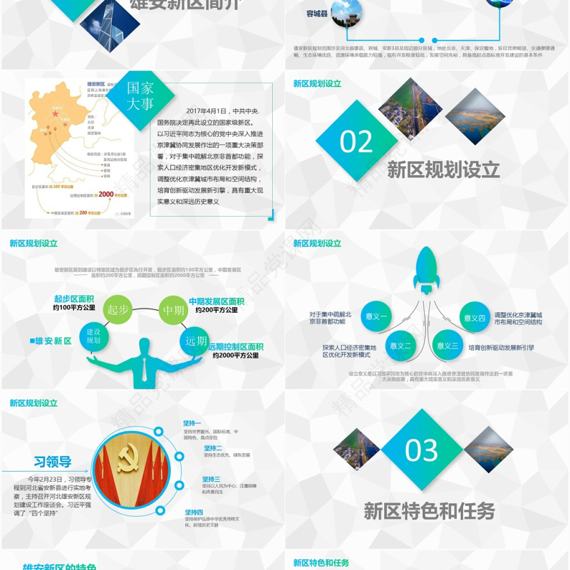 地域党课之河北雄安新区介绍PPT模板概况规划地图
