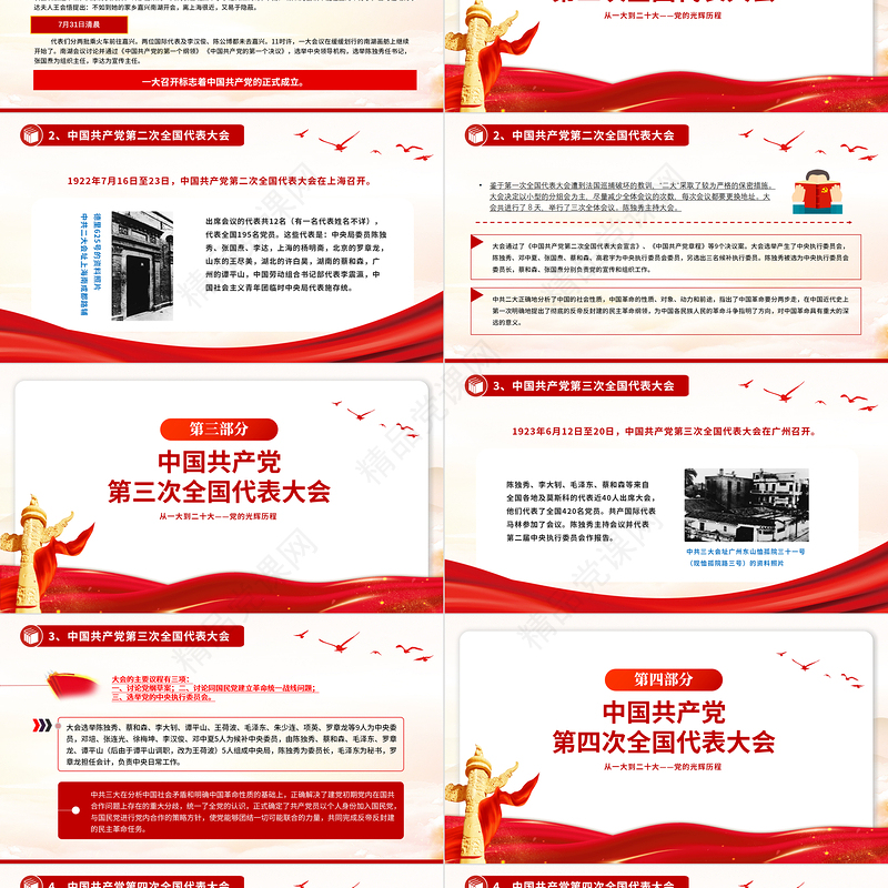 2024党的光辉历程从一大到二十大PPT大气精美党史学习党课
