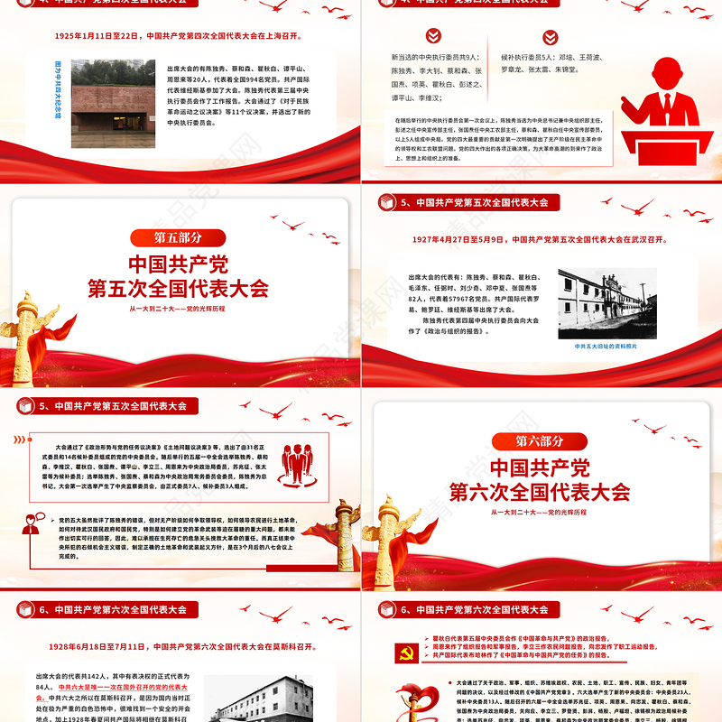2024党的光辉历程从一大到二十大PPT大气精美党史学习党课