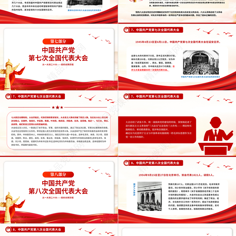 2024党的光辉历程从一大到二十大PPT大气精美党史学习党课