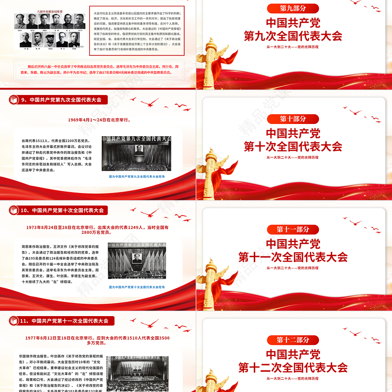 2024党的光辉历程从一大到二十大PPT大气精美党史学习党课
