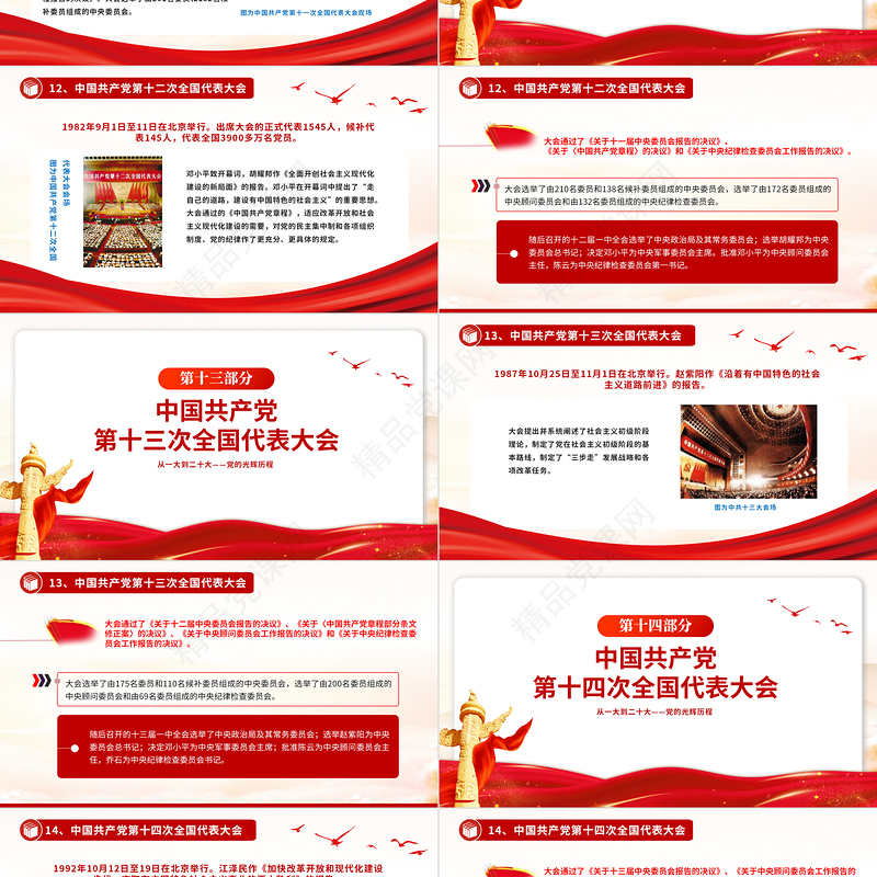 2024党的光辉历程从一大到二十大PPT大气精美党史学习党课