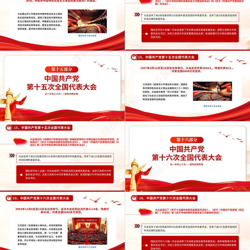 2024党的光辉历程从一大到二十大PPT大气精美党史学习党课