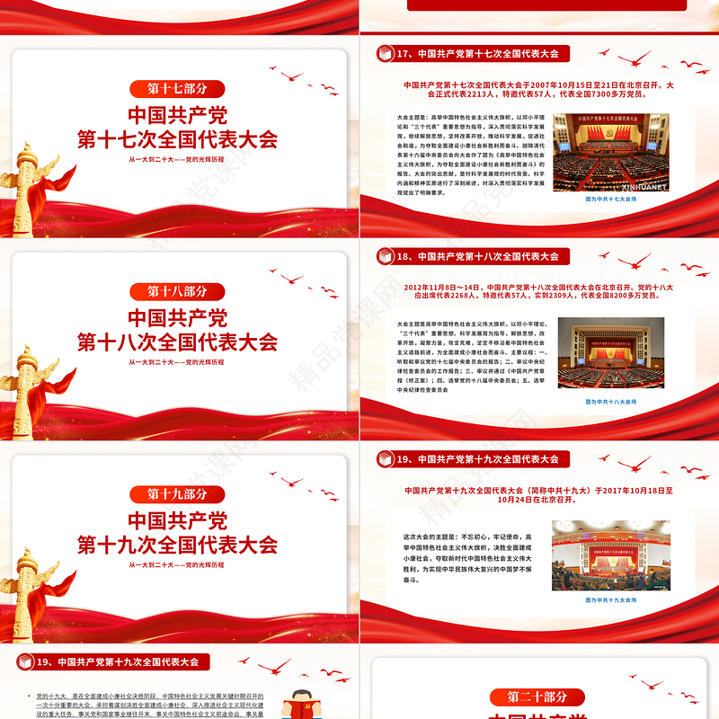 2024党的光辉历程从一大到二十大PPT大气精美党史学习党课