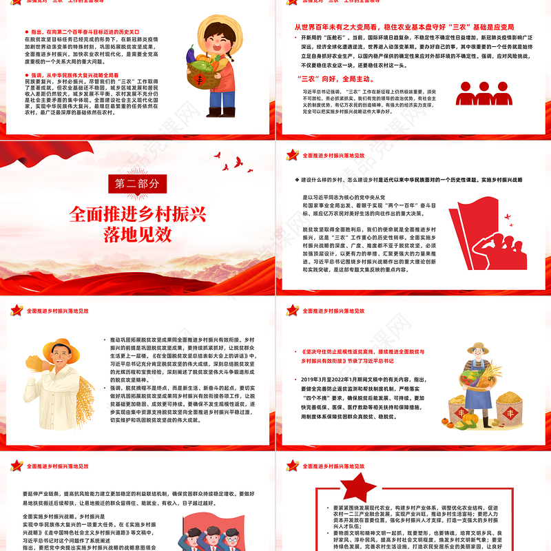 新时代三农工作的行动纲领和根本遵循PPT党建风深入学习《论三农工作》专题党课课件模板