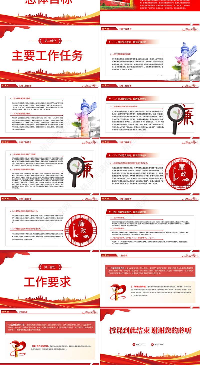 清廉医院PPT红色大气2022年度清廉医院建设工作方案医疗系统专题课件