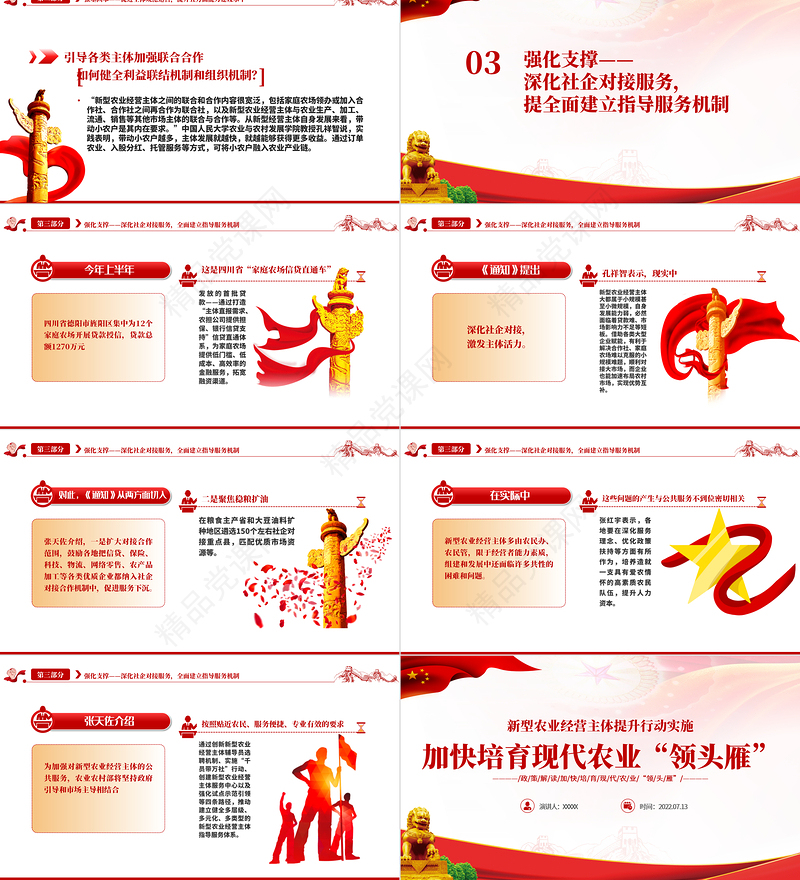 加快培育现代农业领头雁PPT党建风解读新型农业经营主体提升行动实施专题党课课件模板