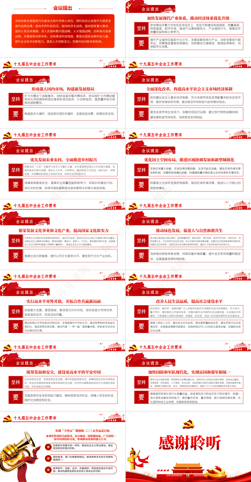 简约党的十九届五中全会公报解读五中全会精神学习PPT
