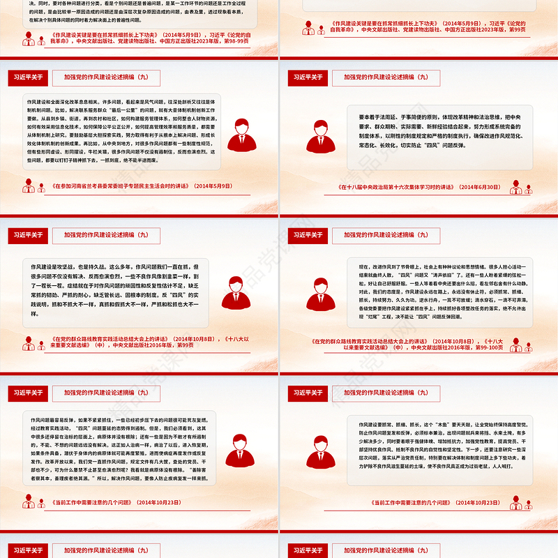 党政风习近平关于加强党的作风建设论述摘编（九）PPT党课