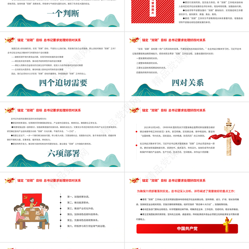 锚定“双碳”目标总书记要求处理好四对关系PPT精品关于碳达峰碳中和专题党课课件模板