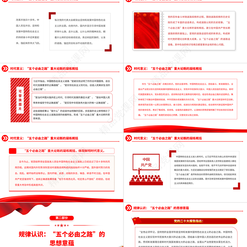 2023“五个必由之路”的思想意蕴与辩证关系论析PPT精品风党员干部学习教育专题党课课件