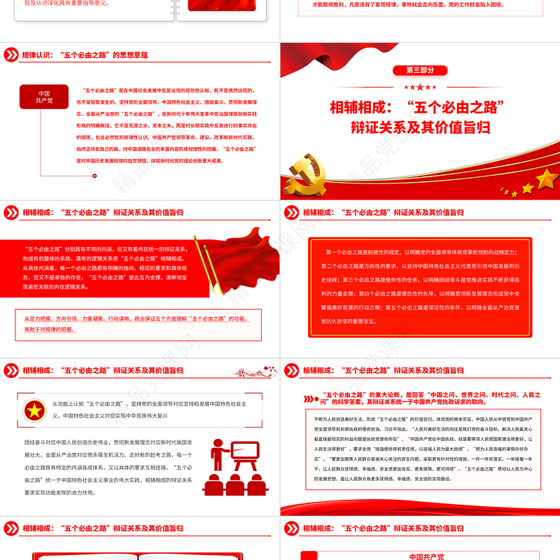 2023“五个必由之路”的思想意蕴与辩证关系论析PPT精品风党员干部学习教育专题党课课件