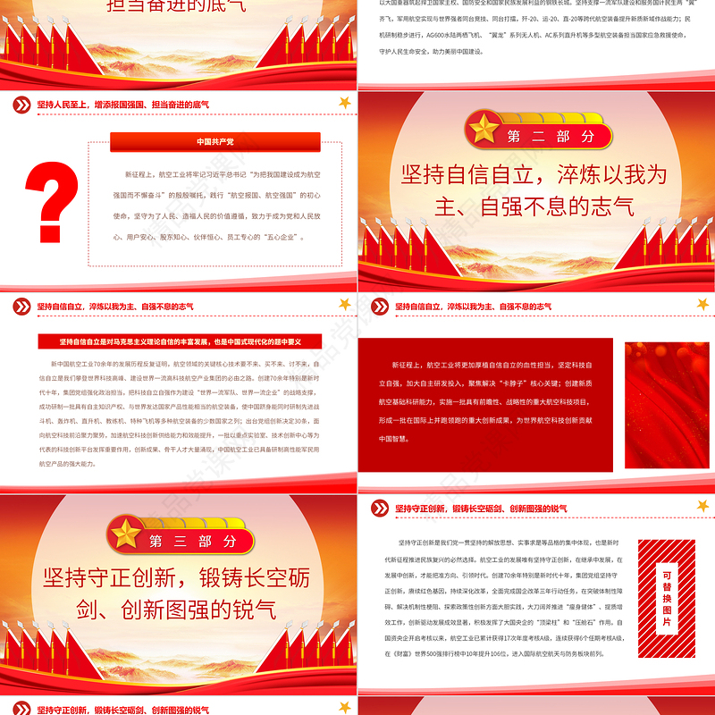 2023深刻学习把握“六个必须坚持”在中国式现代化的伟大征程中贡献航空力量PPT精品风党员干部学习教育专题党建课件