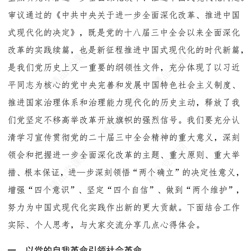 纪检监察机关学习党的二十届三中全会精神研讨发言材料汇编