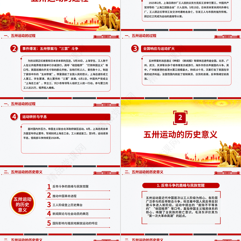 红色大气纪念五卅运动爆发100周年PPT赓续红色血脉汲取奋进力量班会课件