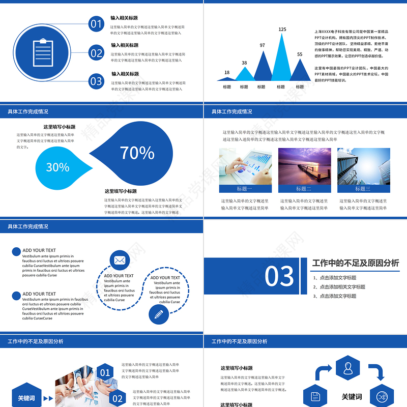 2023年终总结暨新年计划PPT蓝色商务风通用专题模板下载