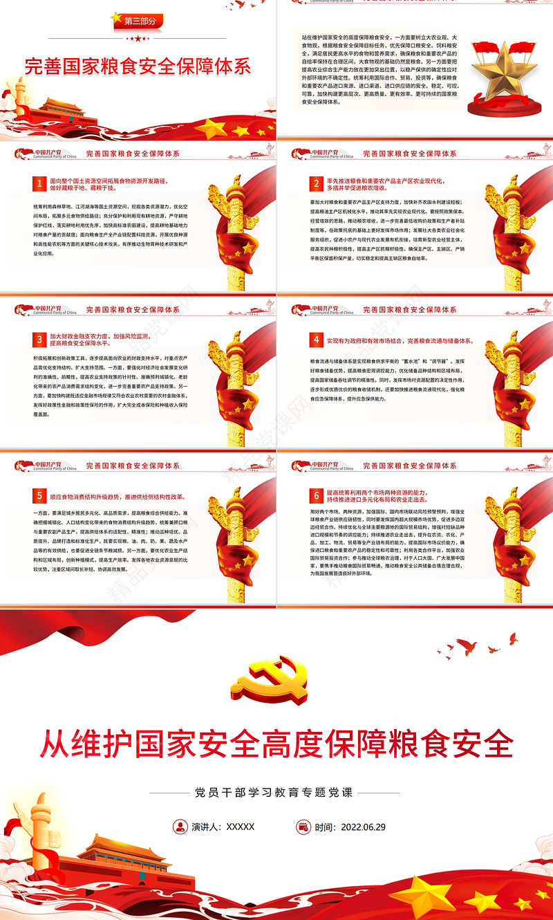从维护国家安全高度保障粮食安全PPT党政风党员干部学习教育专题党课课件