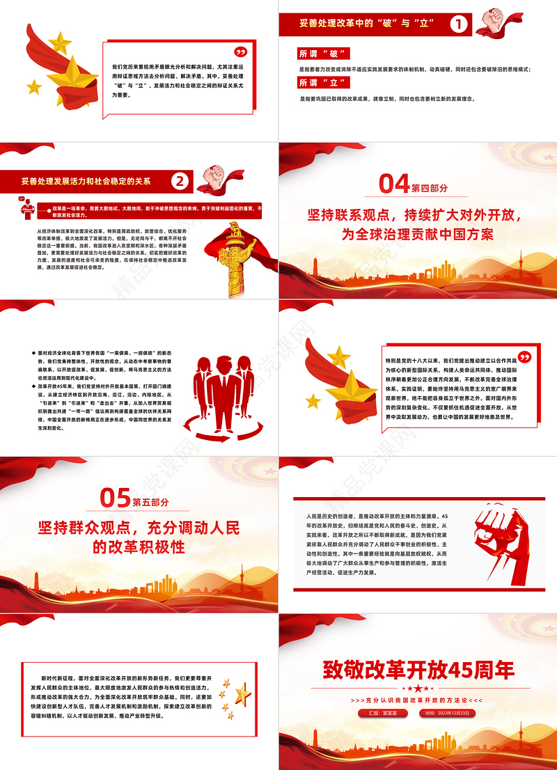 改革开放45周年PPT大气简洁充分认识我国改革开放的方法论专题微微党课课件