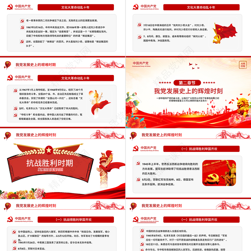 1921-2024中国共产党光辉历程PPT红色党建风建党103周年党史学习教育党课PPT模板