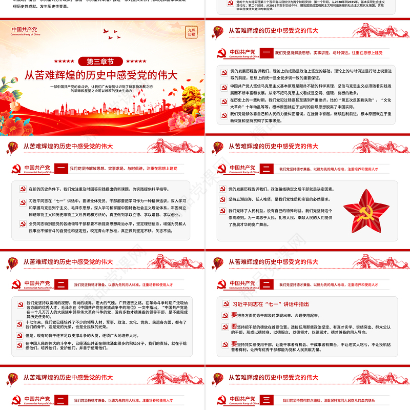 1921-2024中国共产党光辉历程PPT红色党建风建党103周年党史学习教育党课PPT模板