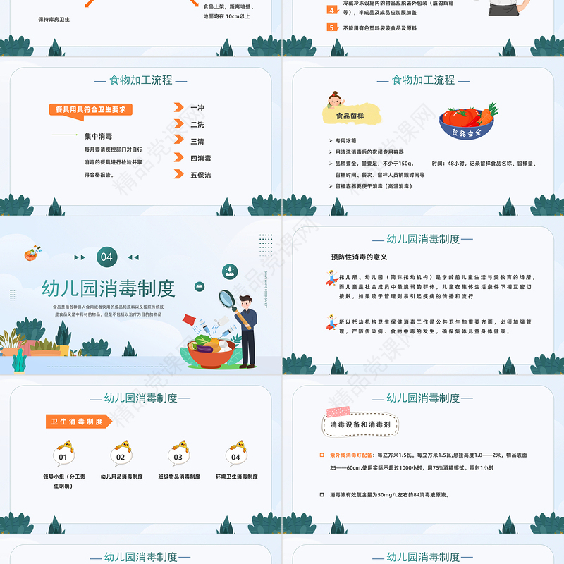 2022食品安全培训PPT简约卡通风幼儿园食品安全教育培训课件模板下载