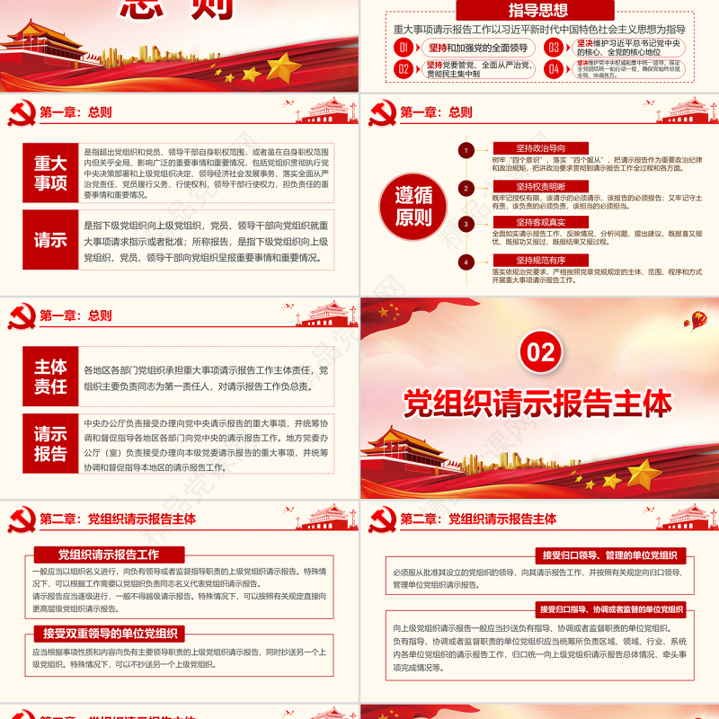 原创中国共产党重大事项请示报告条例解读PPT-版权可商用