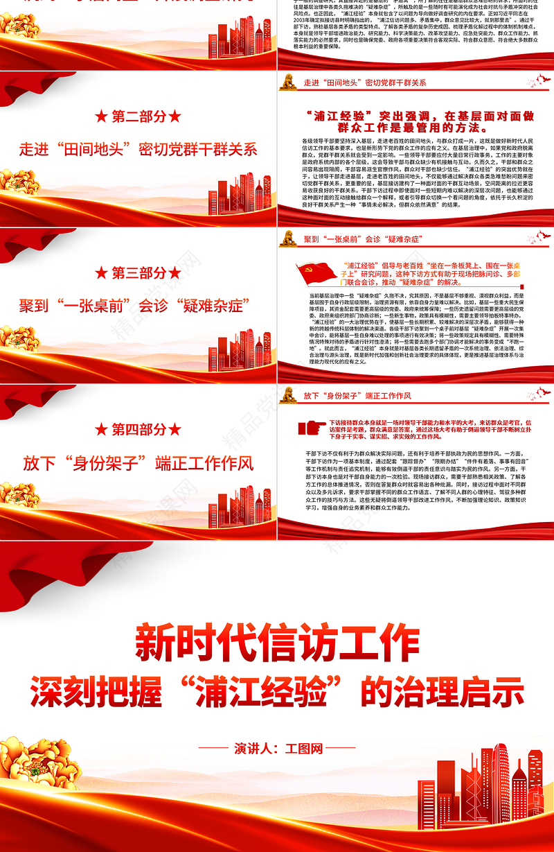 2023深刻把握“浦江经验”的治理启示PPT优质简约新时代信访工作做好调查研究密切干群关系党课课件