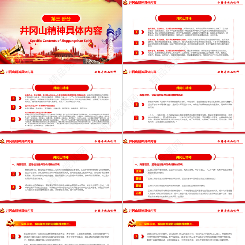 原创弘扬井冈山精神不忘初心做新时代合格党员党政风精神PPT-含讲稿