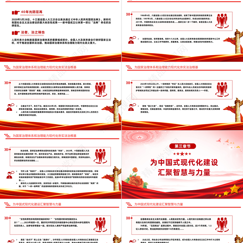 2024全国两会专题PPT大气精美坚持和完善人民代表大会制度述评微党课下载