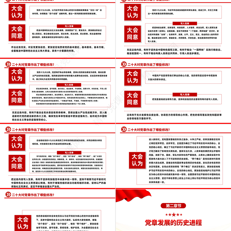 哪些新内容写入了党章PPT红色简洁风关于《中国共产党党章（修正案）的决议专题党课模板