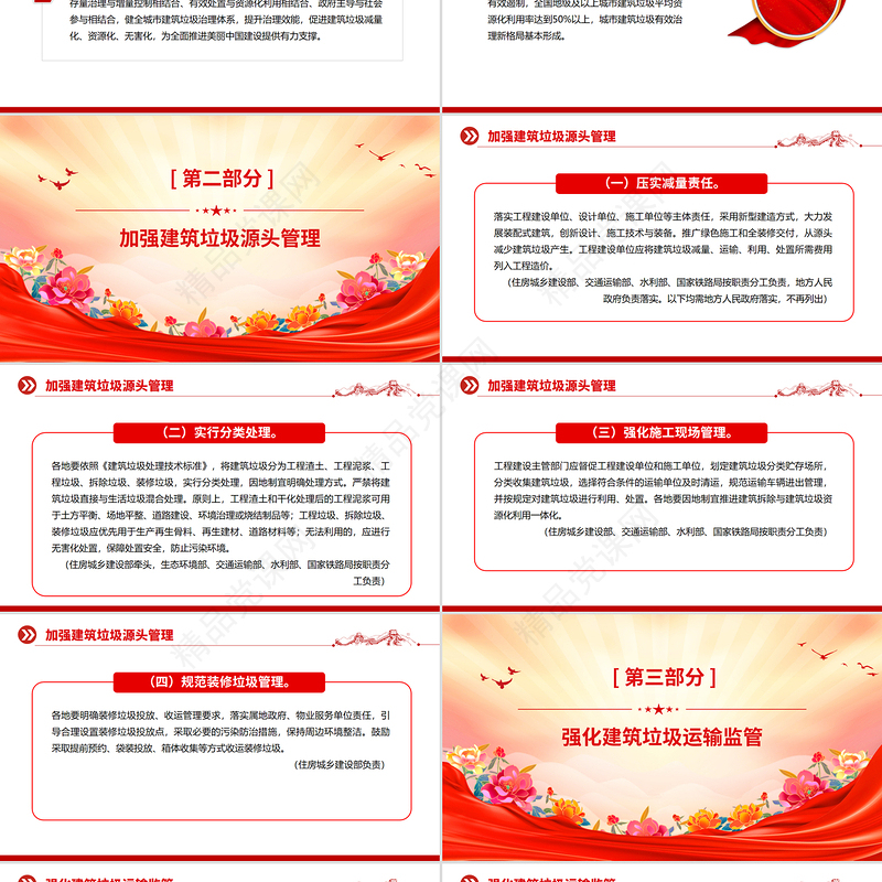 简洁大气《关于进一步加强城市建筑垃圾治理的意见》PPT课件