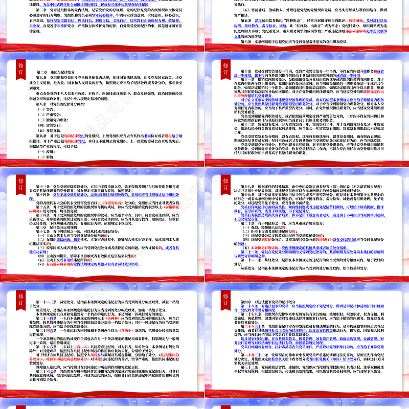 （2023年新旧对照版）解读中国共产党纪律处分条例PPT红色大气加强党的纪律建设微党课课件